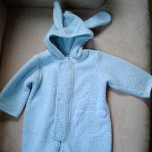 Carter's Infant Fleece Snowsuit/Bunting Size 6-9Mo Baby Blue Soft Puppy Hood Zip